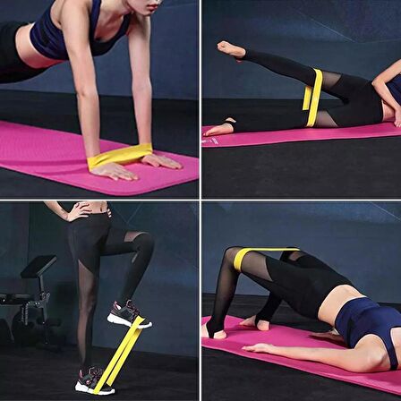 Leyaton Latex 5'li Aerobik Pilates Direnç Egzersiz Bandı Squat Çalışma Lastiği LYRBK-LOOP-SET150