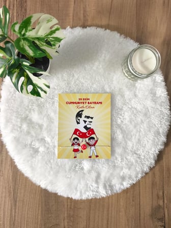 Pamuğum Atelier 29 Ekim Cumhuriyet Bayramı Tasarım Kartlı Şans Bilekliği Doğum Günü Hediyelik (15 Adet)