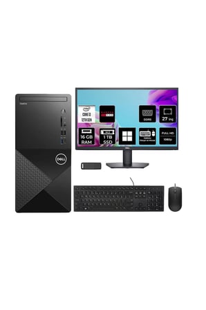 Vostro 3030MT Core i3 12100 RX 550 4GB 16GB RAM 1TB SSD 27" FHD Win11 Home N6001VDT3030MTP982 Masaüstü Bilgisayar + PER4 USB Bellek