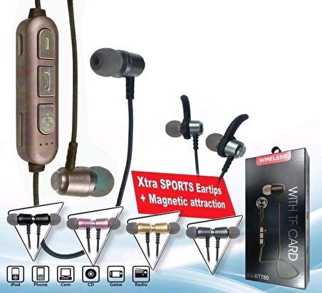 SQ-BT780 Kablosuz Kulakiçi Kulaklık Bluetooth Şarjlı Mıknatıslı