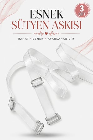 Şeffaf Sütyen Askısı Ayarlanabilir Metal Kancalı Esnek Rahat Kullanım – 3 Çift
