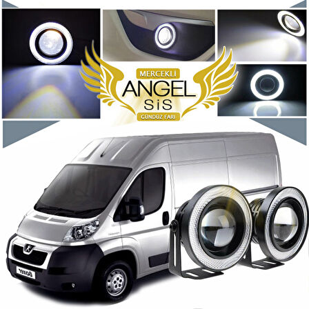 Peugeot Boxer Uyumlu, Universal Mercekli Led Angel Sis Farı, 76mm Beyaz Renk