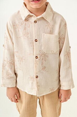 Erkek Çocuk Keten Gömlek Müslin Pantolon Takım 2-5 Yaş