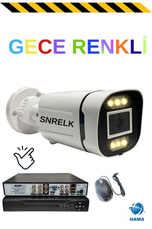 Snrelk Gece Renkli Full Hd Yeni Nesil Warm Led Su Geçirmez Kasa Güvenlik Kamera Set 