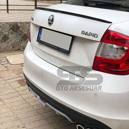 Skoda Rapid Bagaj Üstü Slim Spoiler Piano Black Parlak Siyah