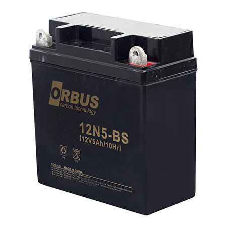 ORBUS 12N5-BS 12 VOLT - 5 AMPER ASİT İÇİNDE KARBON MOTOSİKLET AKÜSÜ