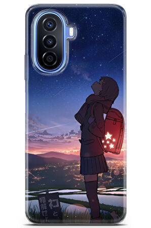Huawei Nova Y70 uyumlu Girls 26 4K Baskı Gün Batımı Gece ve Çanta