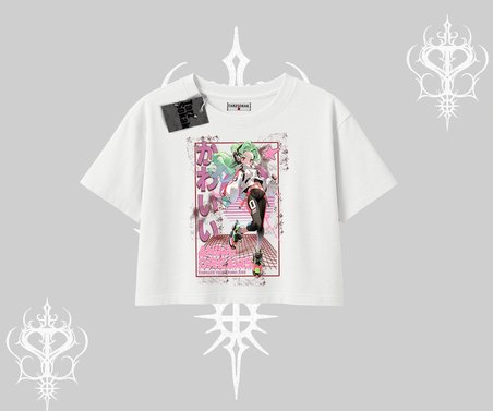 Oversize Crop Tshirt Anime Kawaii Japon Kız Desenli