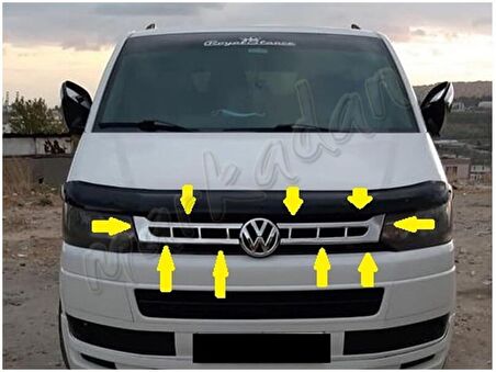 DB Chrome VW T5 Transporter Ön Panjur Nikelajı 2010-2014 2 Parça P.Çelik