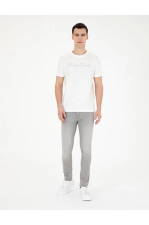 Erkek Beyaz Slim Fit Tişört 1857540