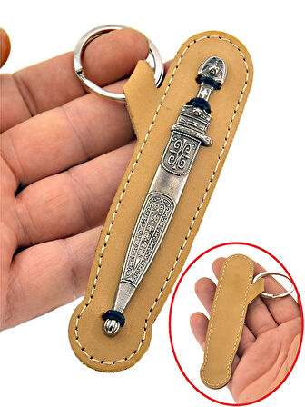 Çerkes Kaması Anahtarlık Gerçek Deri