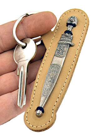 Çerkes Kaması Anahtarlık Gerçek Deri