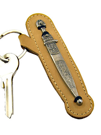 Çerkes Kaması Anahtarlık Gerçek Deri