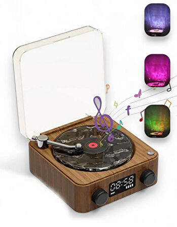 Mini Pikap Görünümlü Nostaljik Bluetooth Hoparlör - Gece Lambası BT-SD-AUX + Dalga Sesi Modu