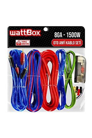 Oto Anfi Kablo Seti Full 8ga 1500w Wattbox