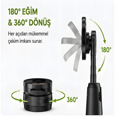 AI Yüz Takipli Akıllı Gimbal Telefon Tutucu, Manyetik Kablosuz Şarj Destekli 360° Otomatik Döner Selfie Standı, Şarjlı Telefon Standı, Tripod Uyumlu İçerik Üretici Vlog Canlı Yayın Aparatı
