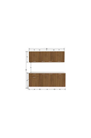 Petek Hazır Mutfak Dolabı - 200 cm - Ceviz - Tezgah Dahil