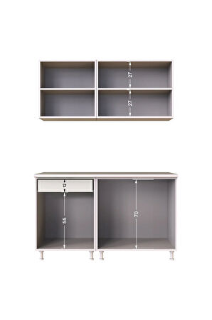 Inci Hazır Mutfak Dolabı 140 Cm - Tezgah Dahil - Ceviz