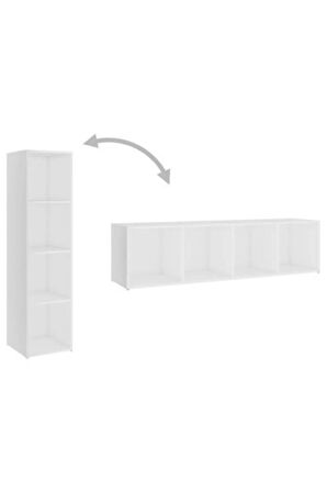 Tdesıgno Ezgi Televizyon Sehpası - Ünitesi -kitaplık-beyaz 144 Cm 4 Raflı