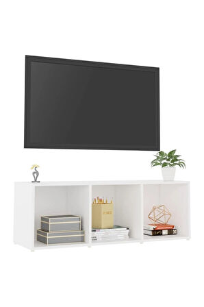 Tdesıgno Şeyma Televizyon Sehpası - Ünitesi -kitaplık-beyaz 108 cm 3 Raflı
