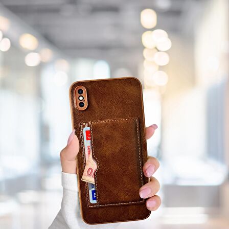 İPHONE XS MAX TLP KARTLIKLI STANDLI GLASE LÜX DERİ KILIF