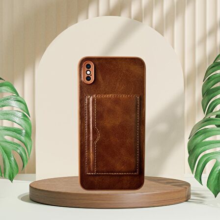 İPHONE XS MAX TLP KARTLIKLI STANDLI GLASE LÜX DERİ KILIF