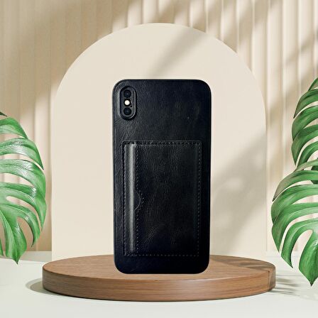 İPHONE X TLP KARTLIKLI STANDLI GLASE LÜX DERİ KILIF