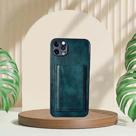İPHONE 11 PRO MAX TLP KARTLIKLI STANDLI GLASE LÜX DERİ KILIF