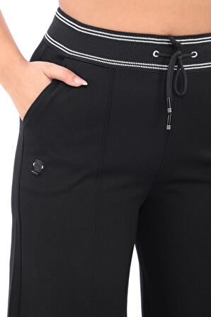 Büyük Beden Toparlayıcı Lastikli Yüksek Bel Geniş Paça Kadın Pantolon