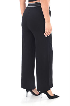 Büyük Beden Toparlayıcı Lastikli Yüksek Bel Geniş Paça Kadın Pantolon