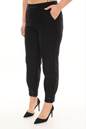 Büyük Beden Toparlayıcı Yüksek Bel Mom Paça Detaylı Örme Kadın Pantolon