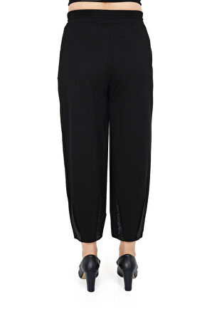 Büyük Beden Mom Yüksek Bel Paça Detaylı Örme Kadın Pantolon