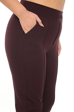 Büyük Beden Mom Yüksek Bel Boru Paça Detaylı Örme Kadın Pantolon