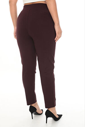 Büyük Beden Mom Yüksek Bel Boru Paça Detaylı Örme Kadın Pantolon