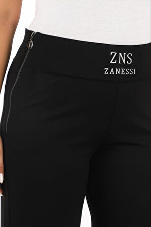 Büyük Beden Toparlayıcı Taşlı Kemer Yüksek Bel Taş Detaylı Geniş Paça Örme Kadın Pantolon