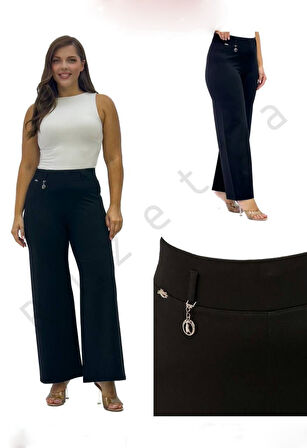 Büyük Beden Toparlayıcı Yüksek Bel Geniş Paça Kadın Pantolon