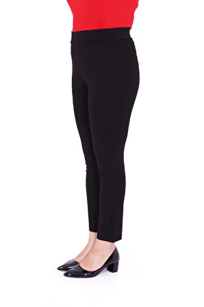 Büyük Beden Mom Taşlı Yüksek Bel Paça Detaylı Örme Kadın Pantolon