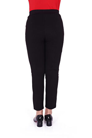 Büyük Beden Mom Taşlı Yüksek Bel Paça Detaylı Örme Kadın Pantolon