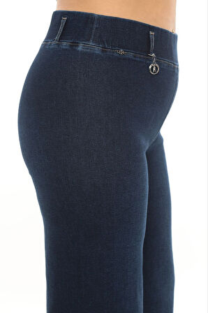 Büyük Beden Denim Toparlayıcı Yüksek Bel Boru Paça Kadın Pantolon