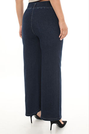 Büyük Beden Denim Toparlayıcı Yüksek Bel Boru Paça Kadın Pantolon
