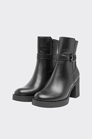 Hakiki Deri Kalın Topuk Kadın Bot