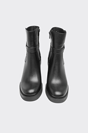 Hakiki Deri Kalın Topuk Kadın Bot