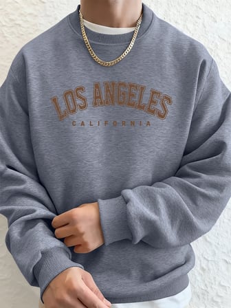 Los Angeles Kaliforniya Baskılı Erkek Kazak Kışlık Bol Kapüşonlu Spor Bisiklet Yaka Polar Sıc