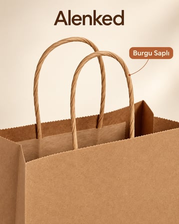 burgu saplı kraft kağıt çanta 25×12×31 cm – 25 adet