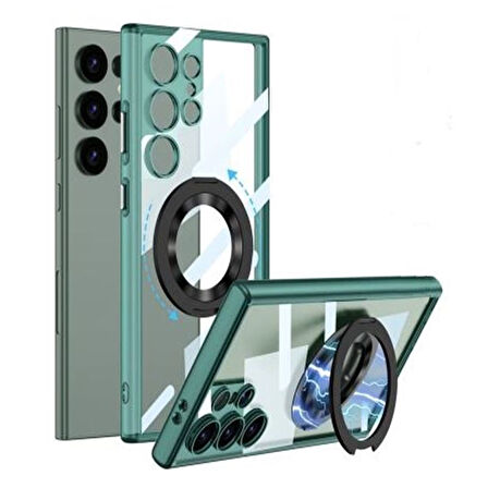 Gpack Samsung Galaxy S24 Ultra Kılıf Standlı Magsafeli Sert Mika ivy
