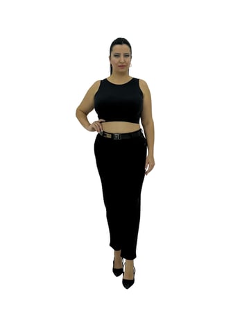 Büyük Beden Denim Mom Kemerli Yüksek Bel Taş Detaylı Kadın Pantolon