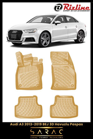 Rizline Audi A3 HB/Sedan 2015 Model BEJ 3D Havuzlu Paspas