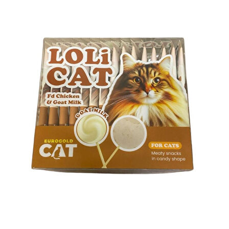 EuroCat LoliCat Tavuklu Keçi Sütlü Lolipop Kedi Ödülü 1,5 Gr (15'li Paket)