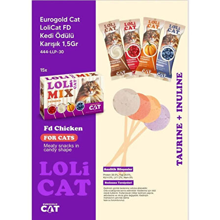 EuroGold LoliCat Karışık Kedi Ödül Maması 1,5gr (15'li)