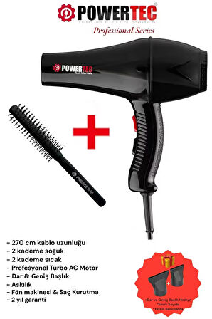 Powertec Tr-901 Turbo Profesyonel Fön Makinesi + Berber Fön Fırçası